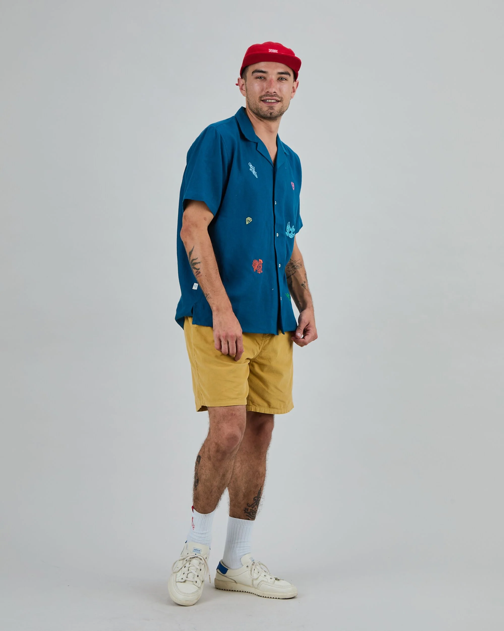 Asis Percales embroidery Aloha Shirt Blue - Image 3
