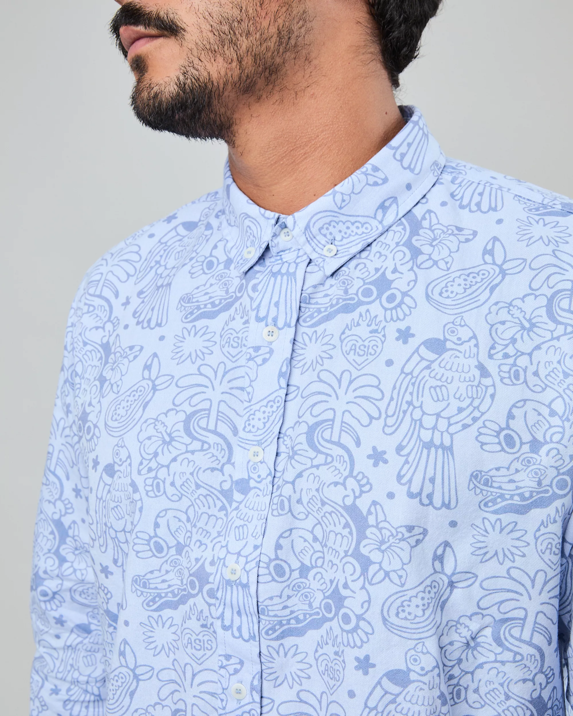 Asis Percales Crocodylus Regular Shirt Blue - Image 4