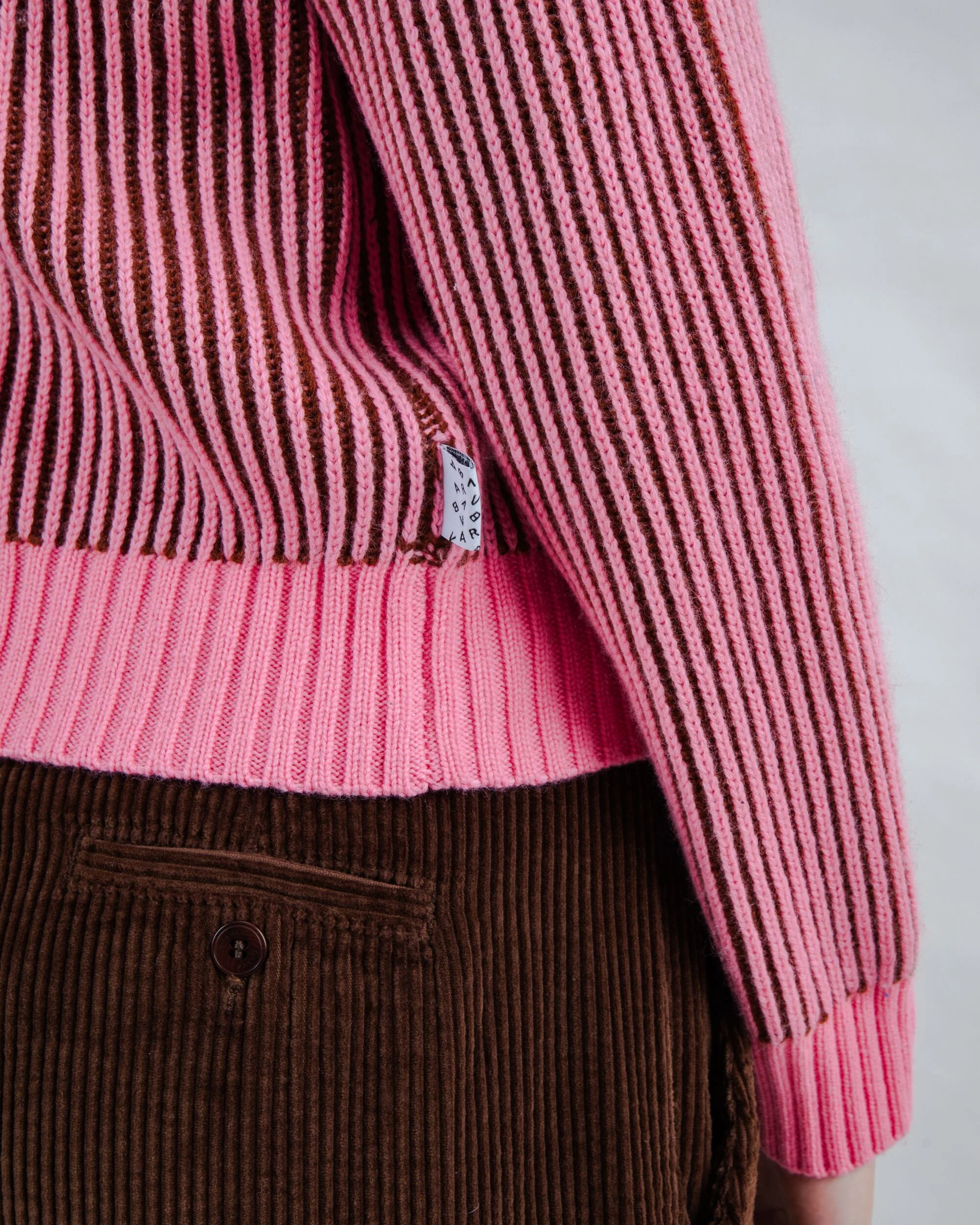 Bicolor Wool Cropped Sweater Pink - Image 6