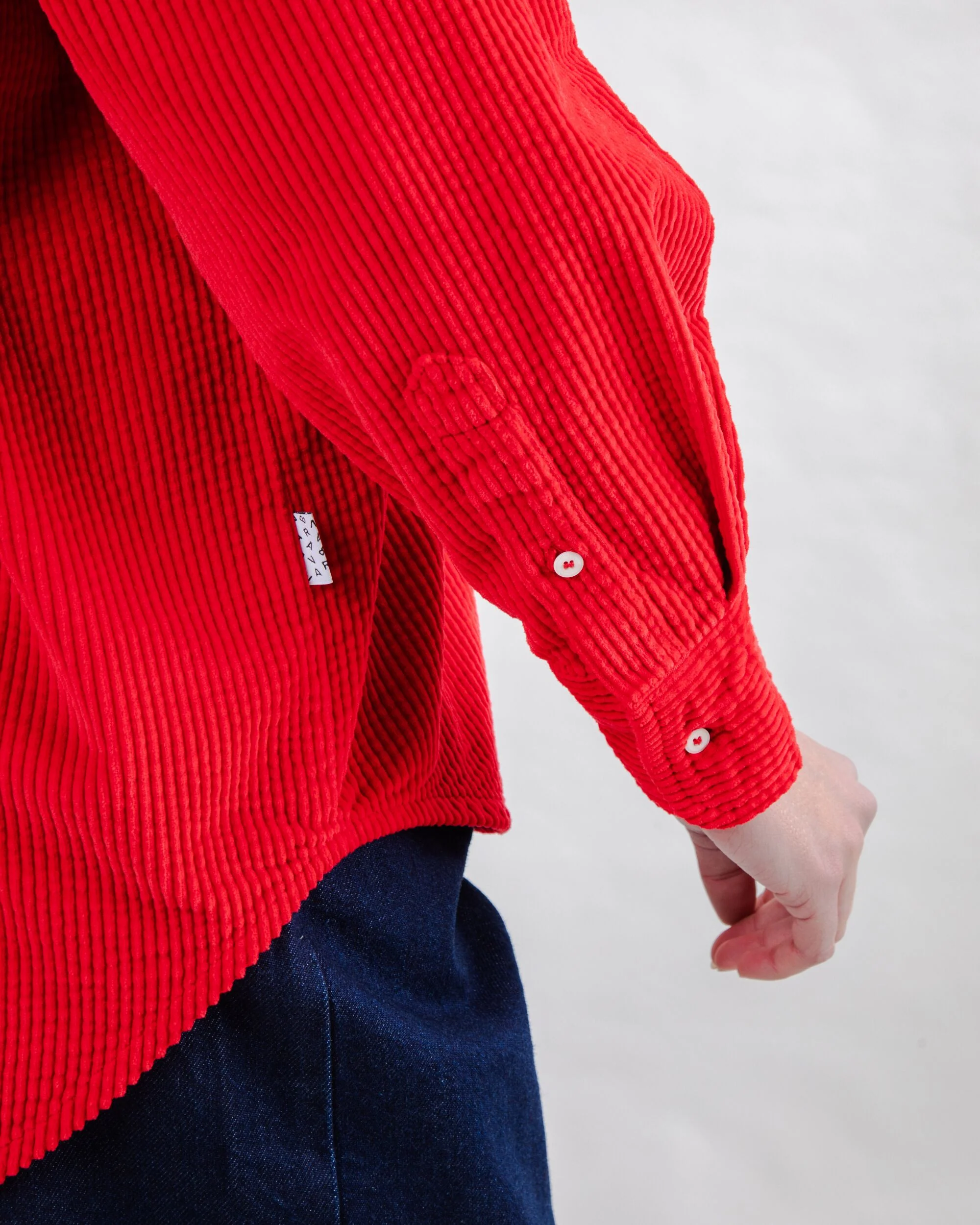 Corduroy Long Overshirt Red - Image 5