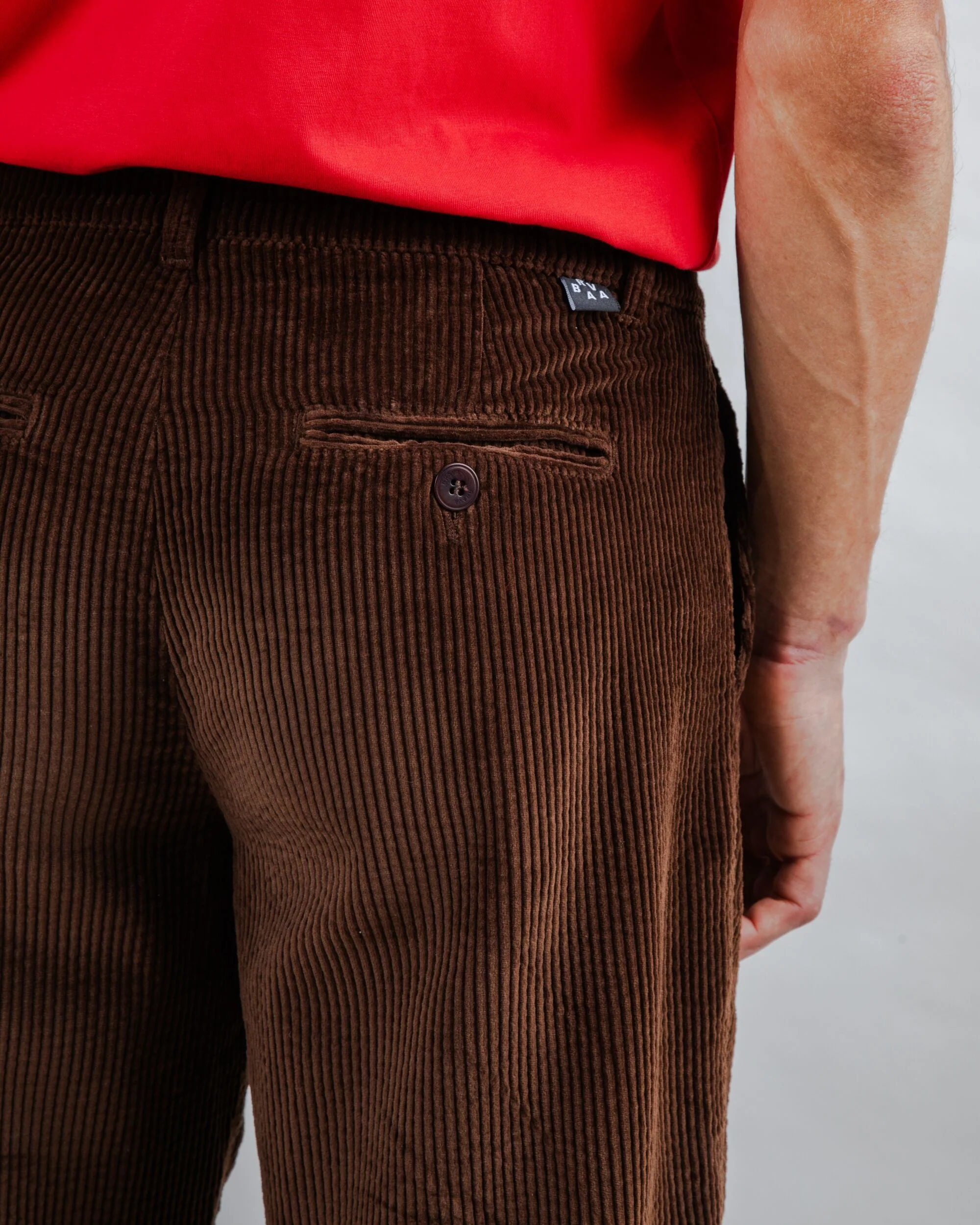 Corduroy Pleated Chino Pants Chocolate - Image 3