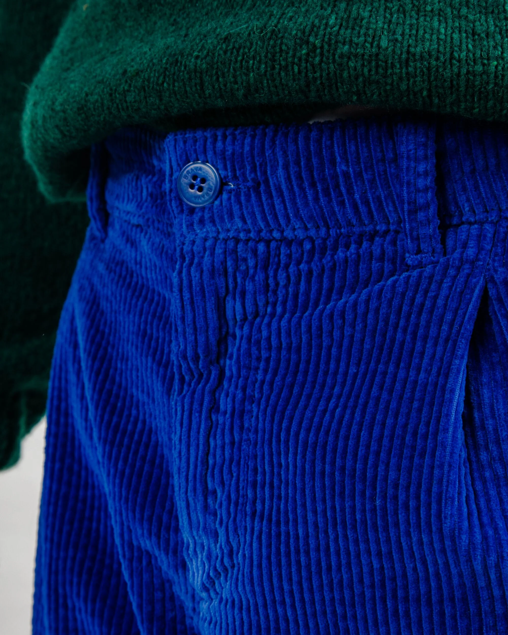 Corduroy Pleated Chino Pants Klein Blue - Image 6