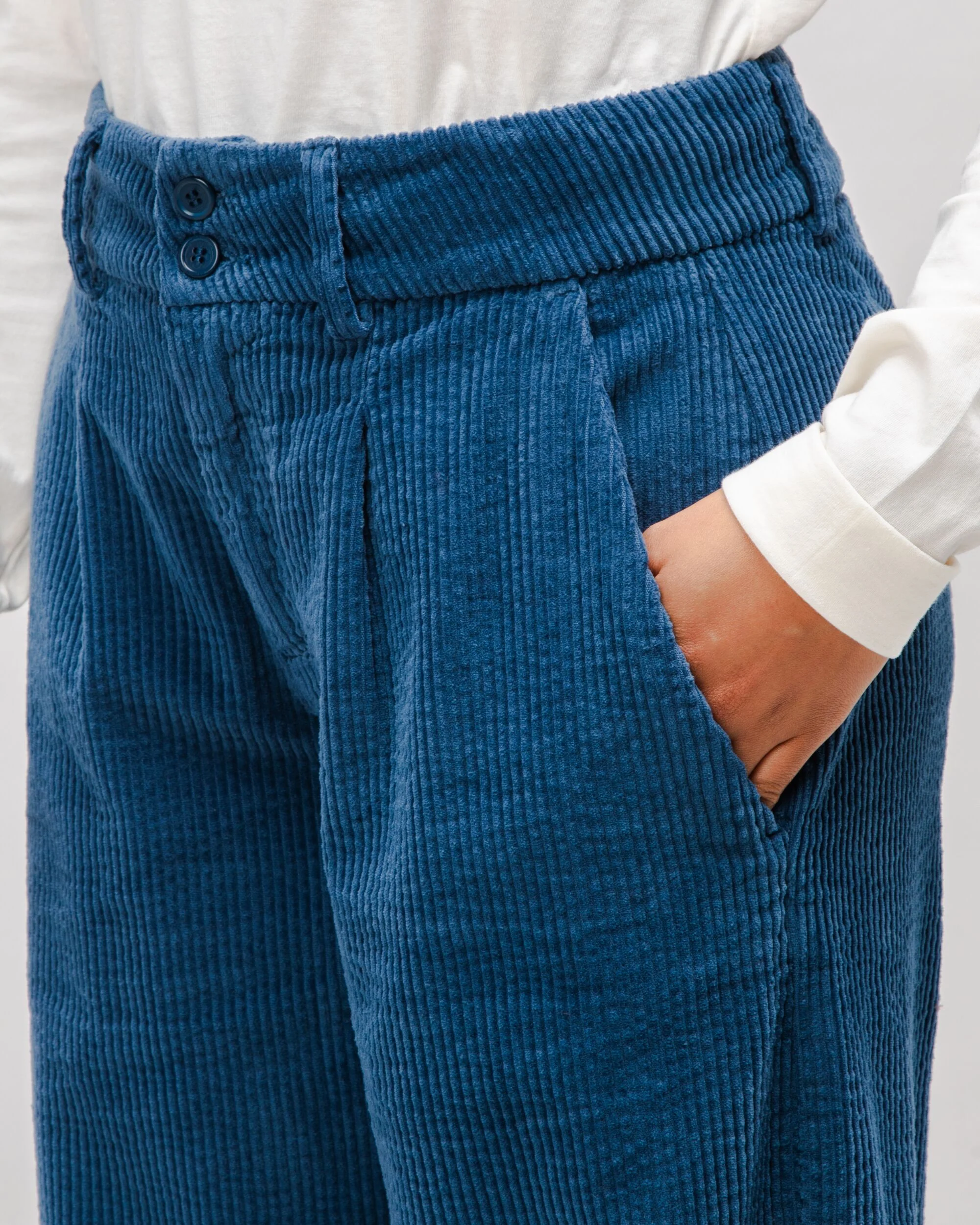 Corduroy Pleated Pants Indigo - Image 4