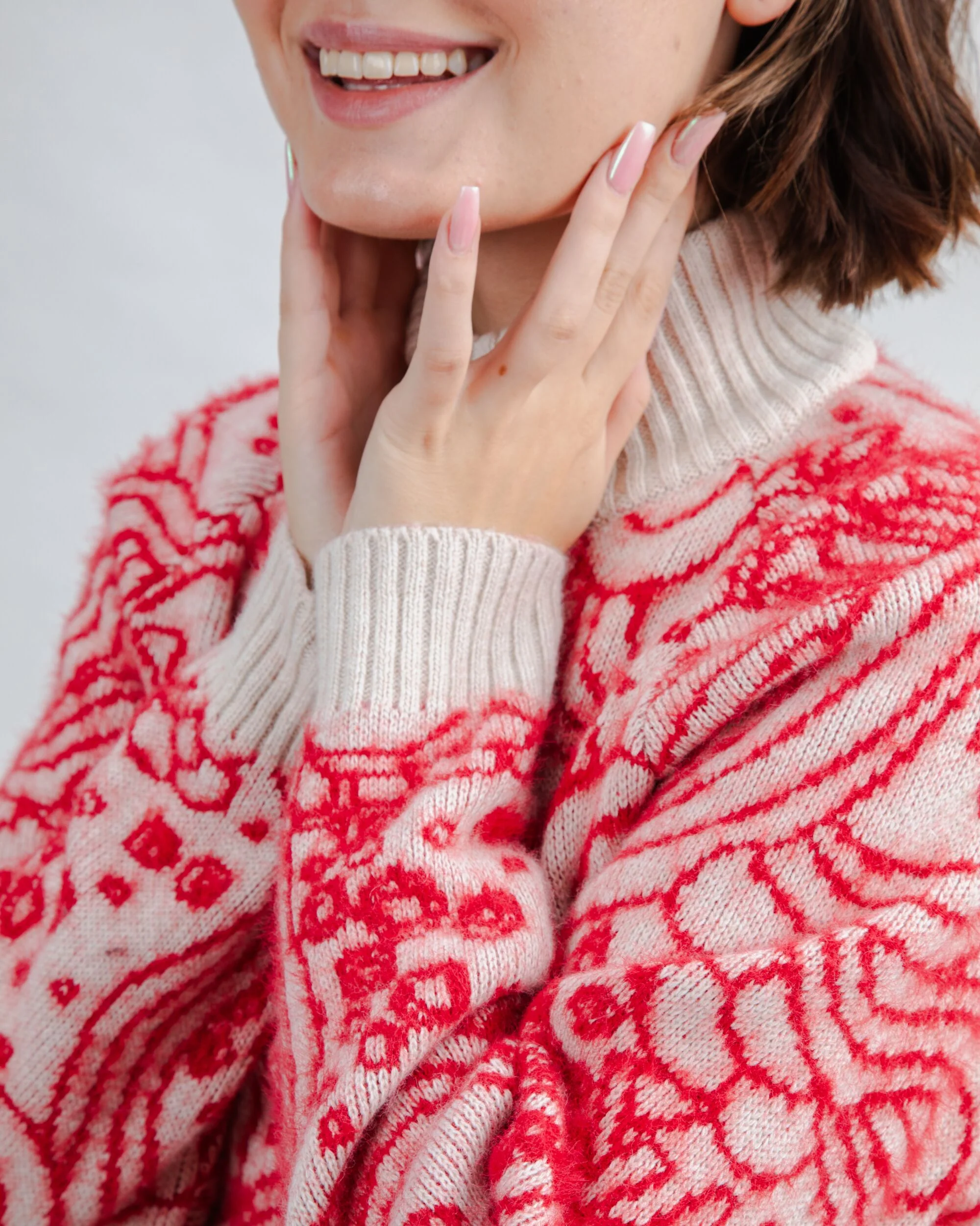 Cropped Sweater Noodles Jacquard - Image 4