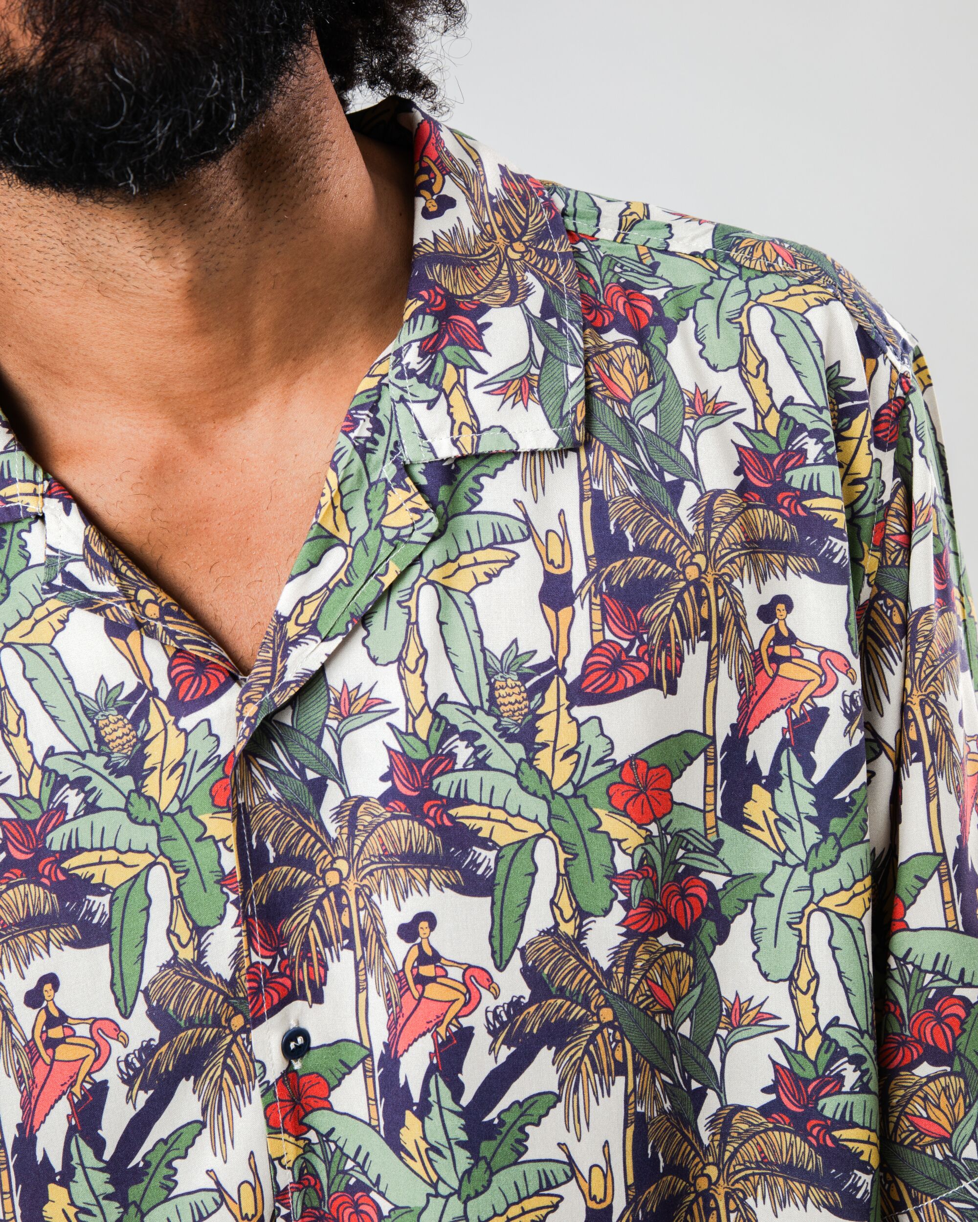 Helios Aloha Shirt Ecru - Image 4