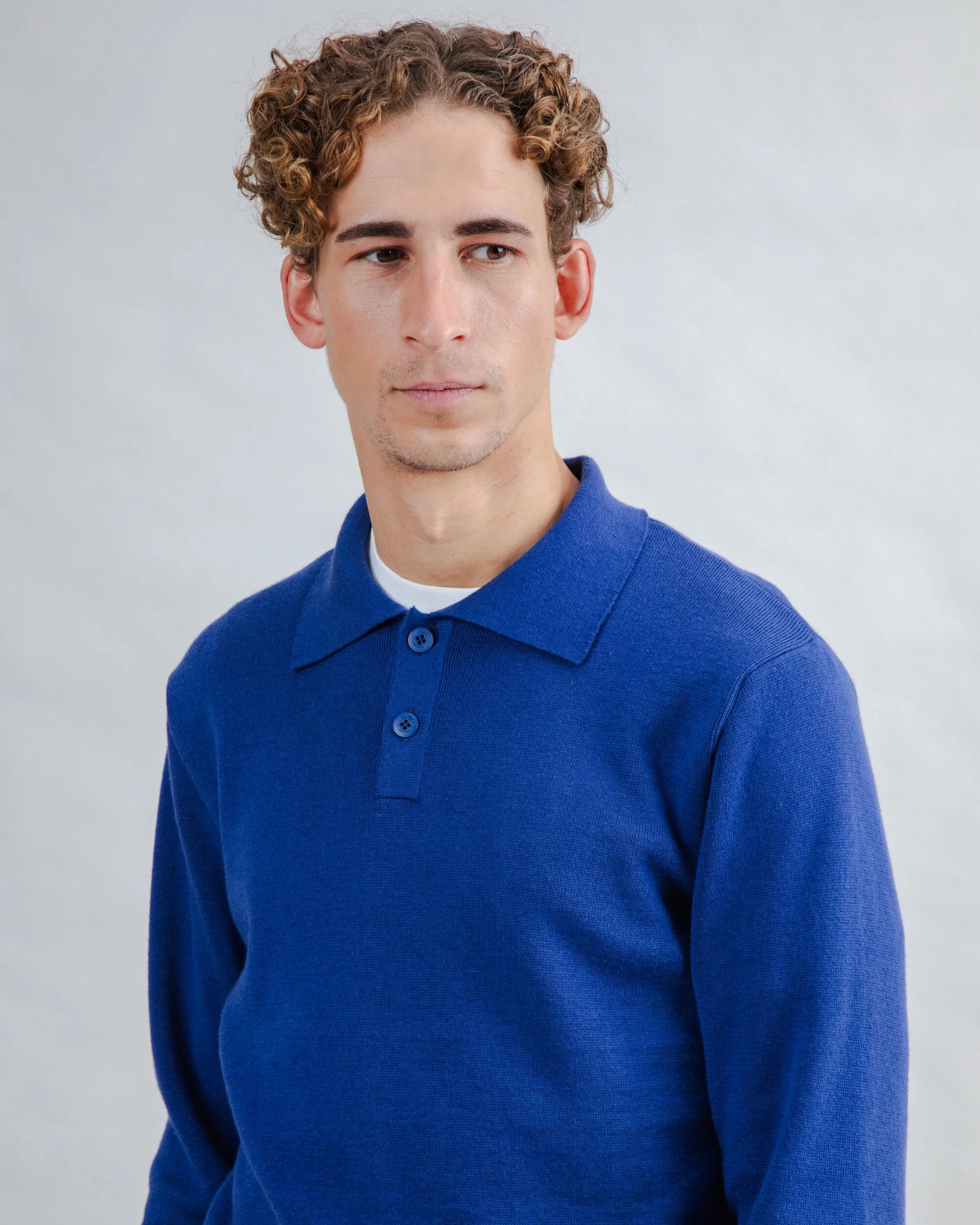 Knitted Polo Blue - Image 2