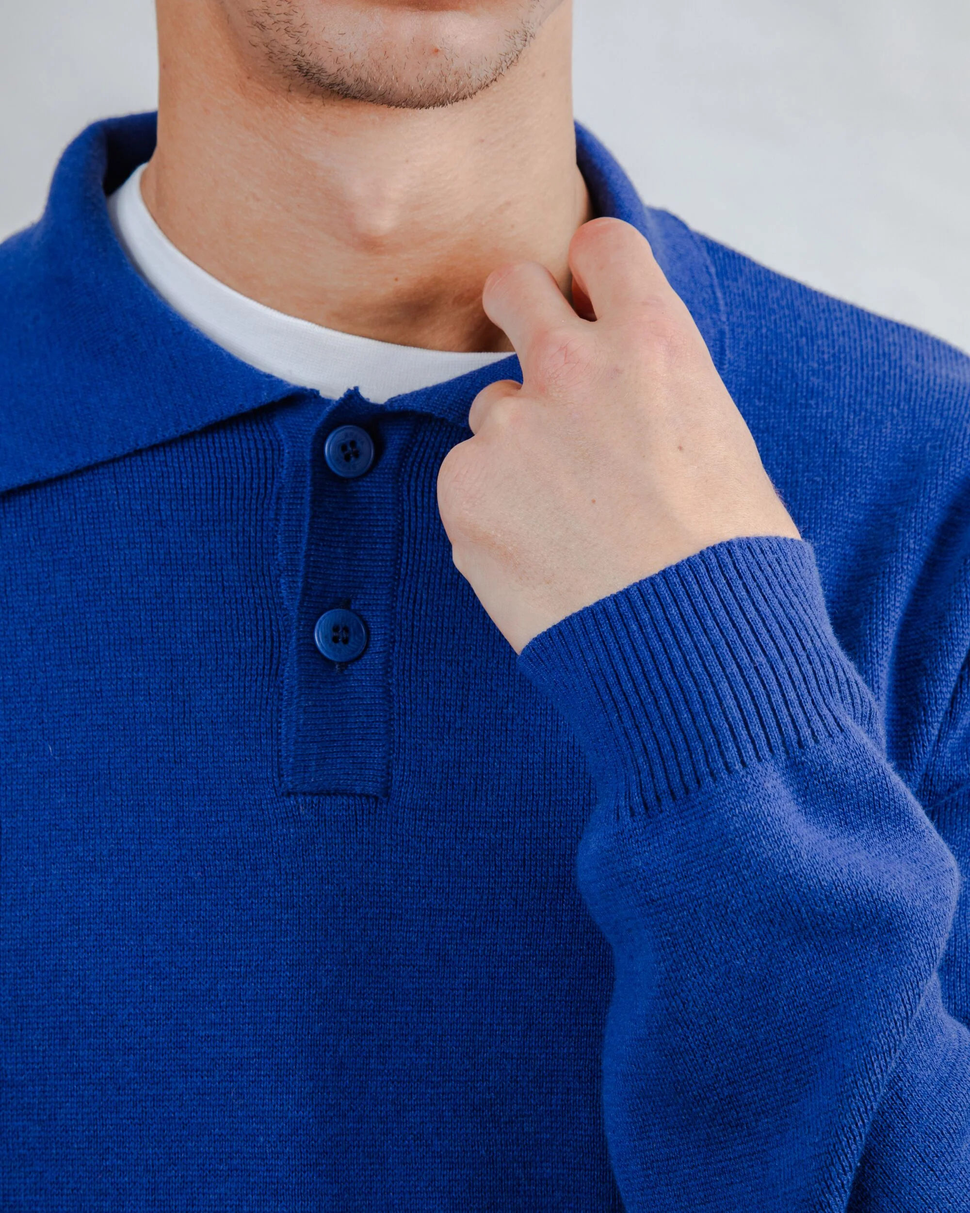 Knitted Polo Blue - Image 7