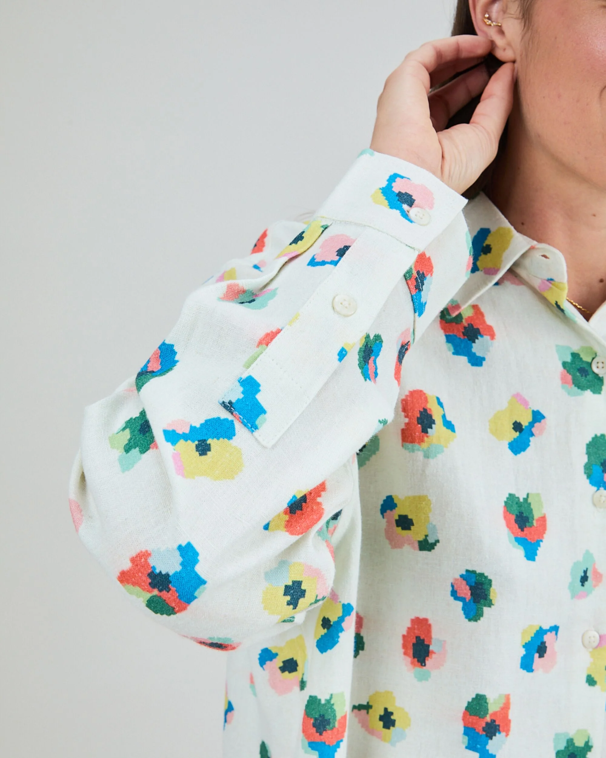 Mini Flower Boxy Blouse Ecru - Image 6