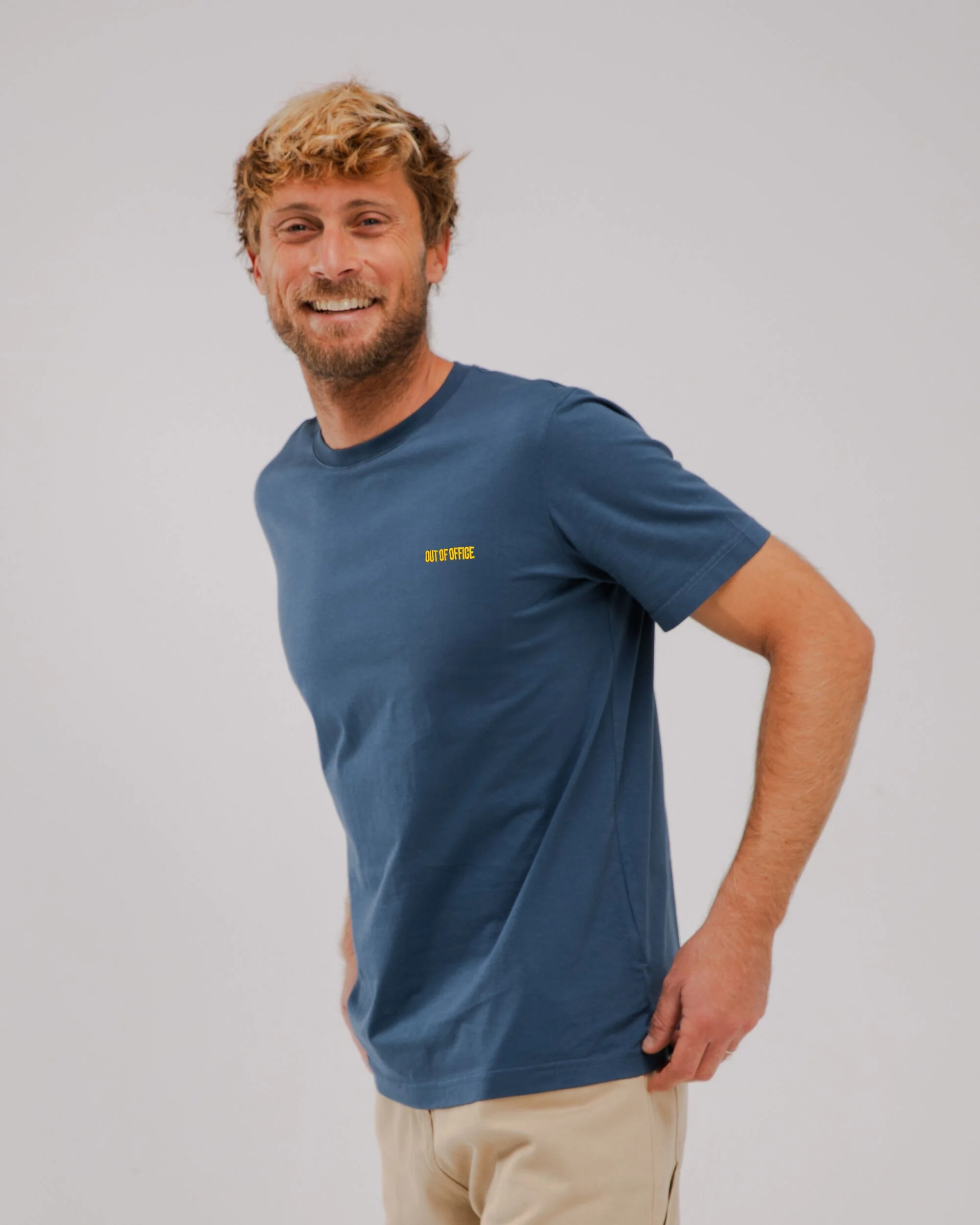 Out of Office Cotton T-shirt Blue - Image 5