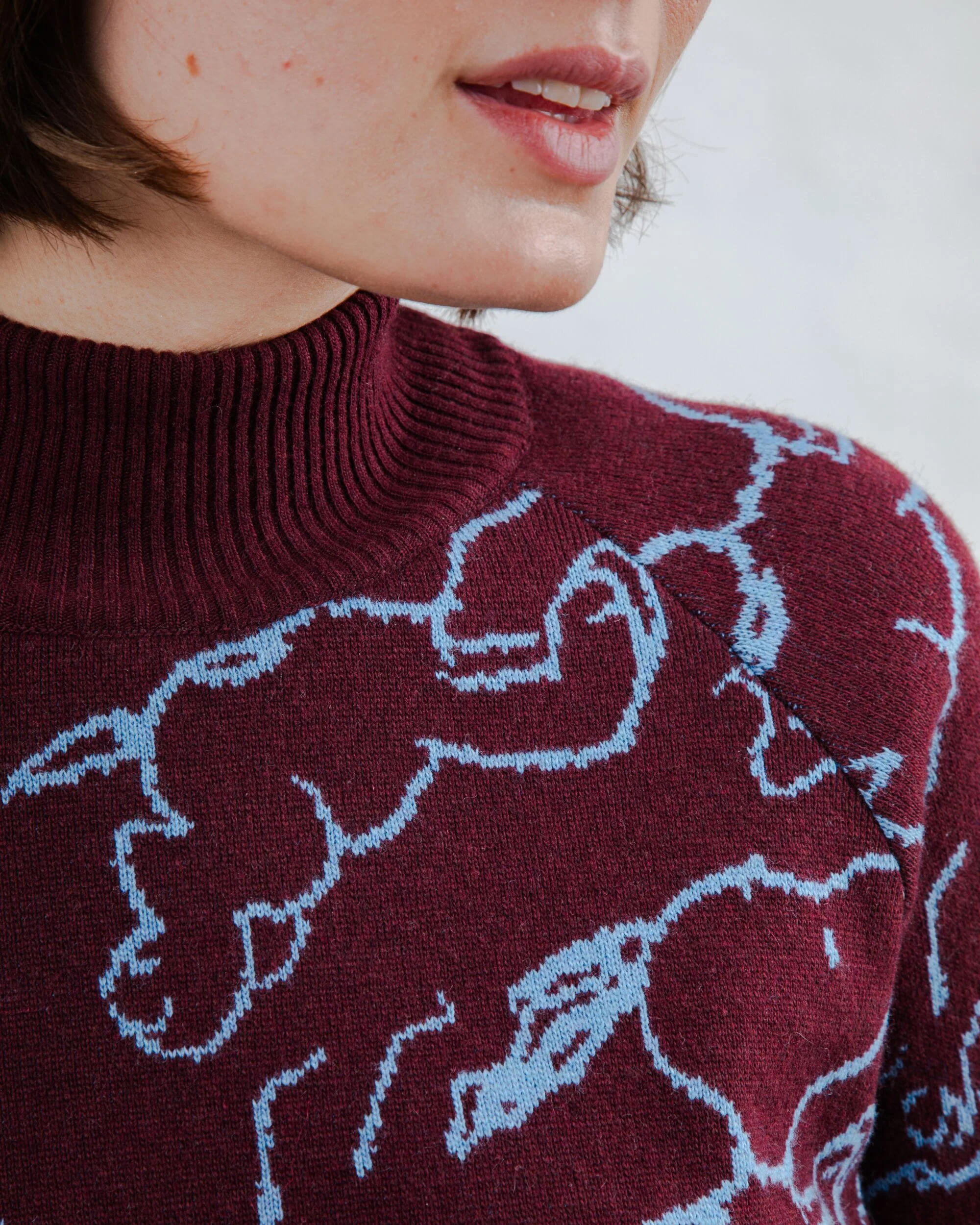Peanuts Cropped Sweater Jacquard Chocolate - Image 7