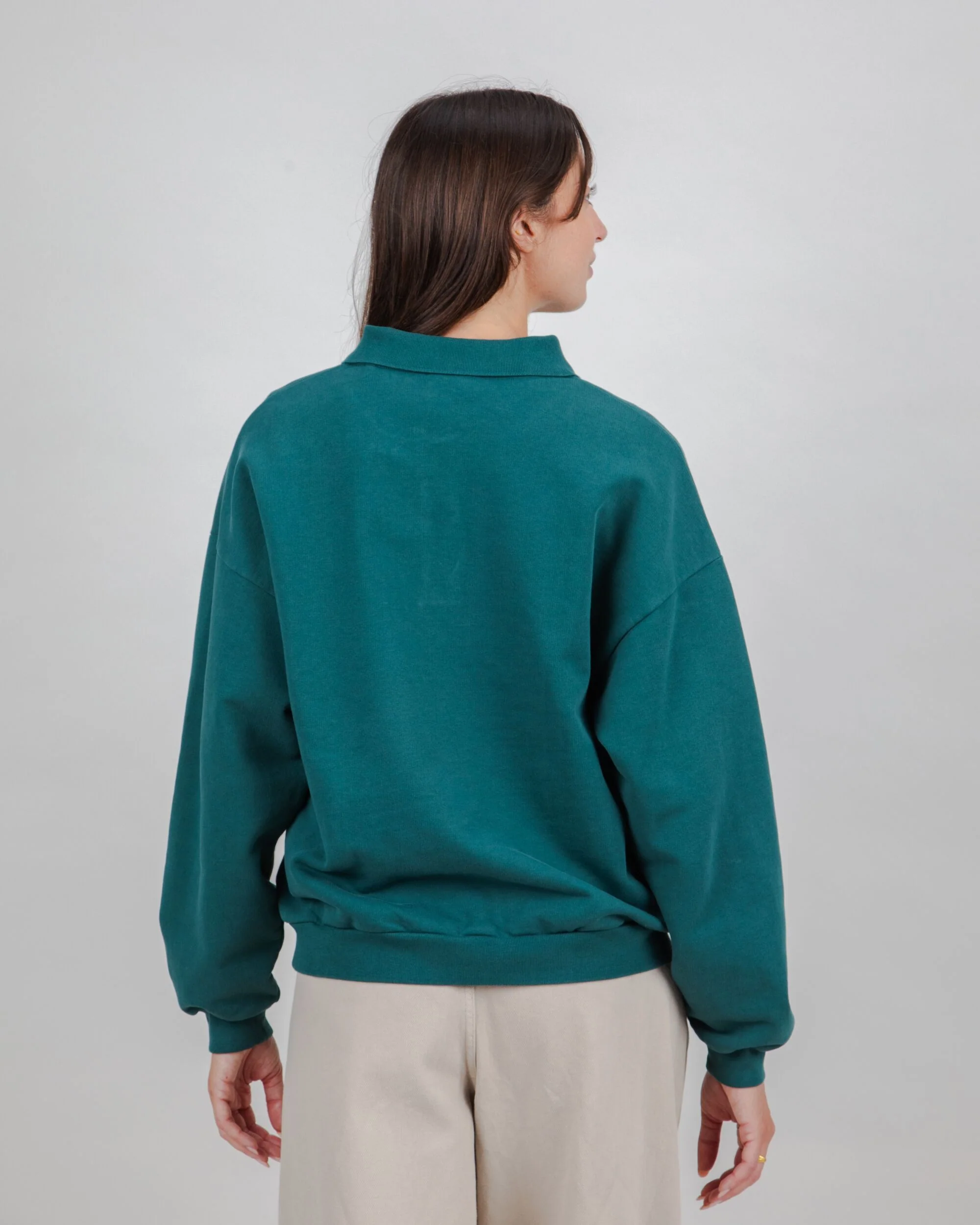 Peanuts Records Polo Sweatshirt Green - Image 5