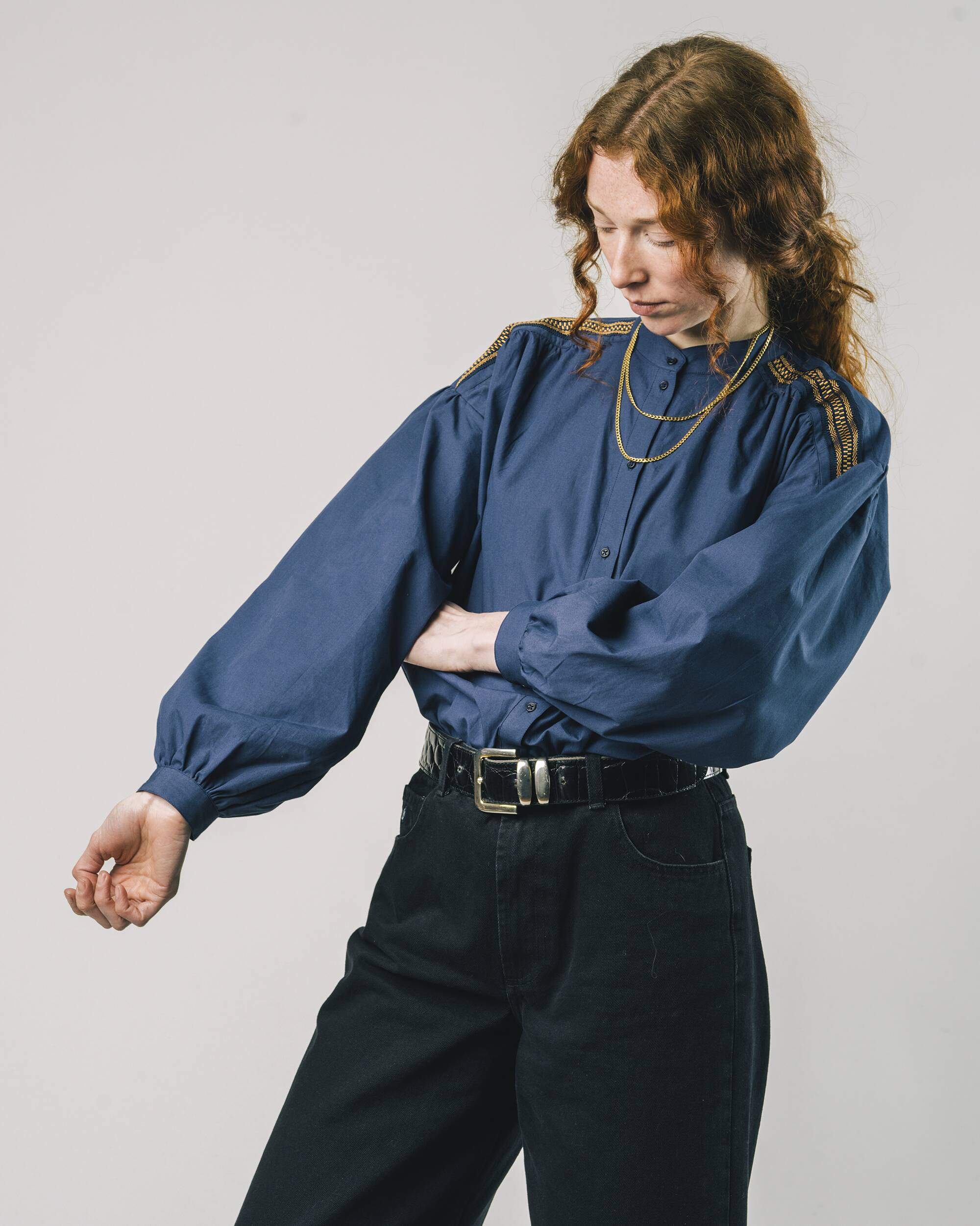 Ribbon Blouse Navy - Image 6