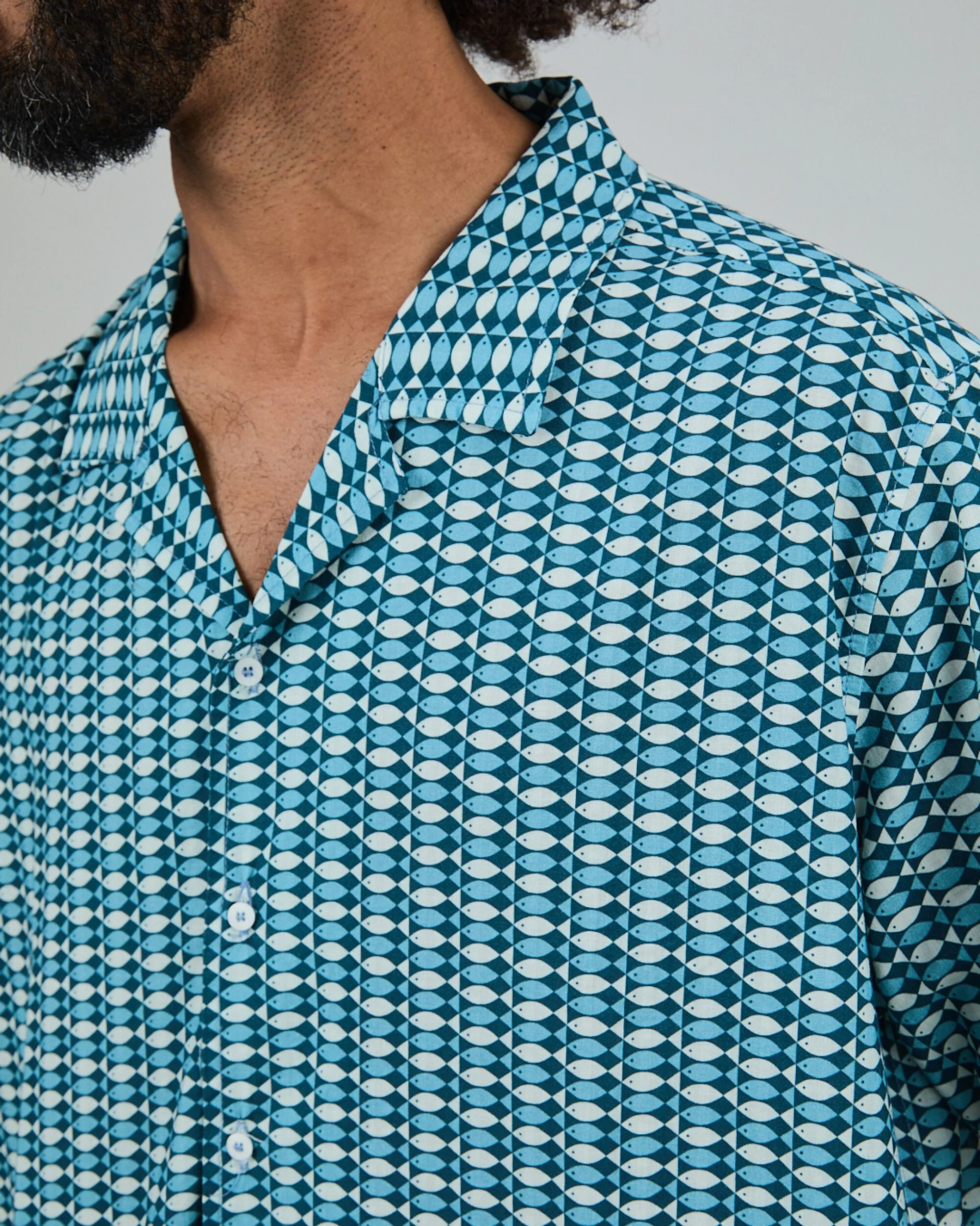 Sardinas Aloha Shirt Blue - Image 4