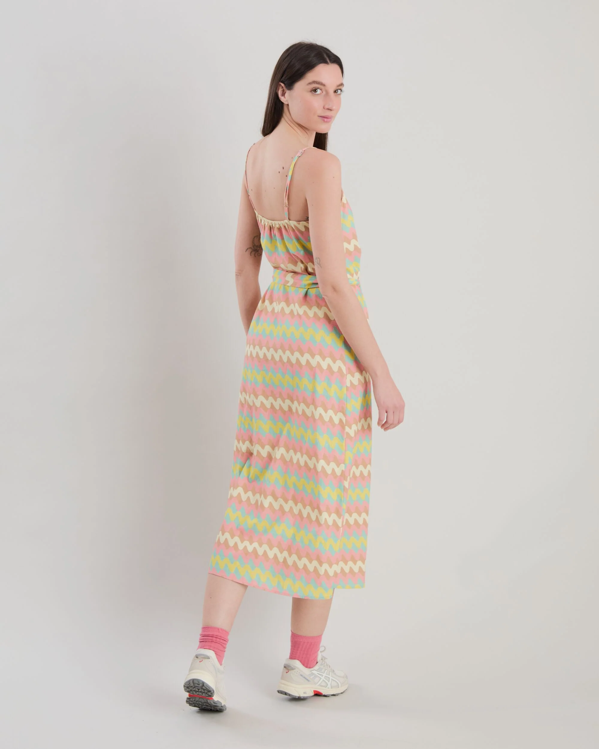 Pastel Wavy Stripes Strap Dress - Image 6